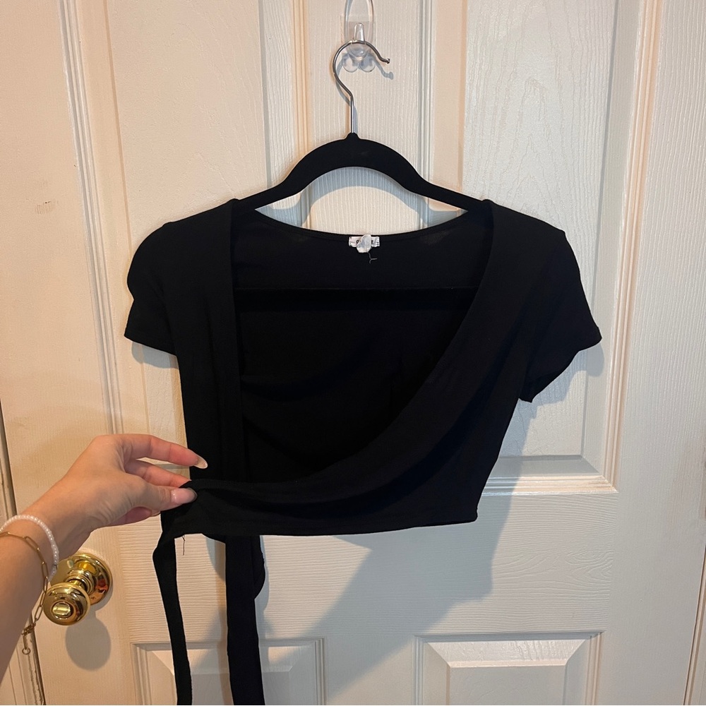 Black Wrap Crop Top